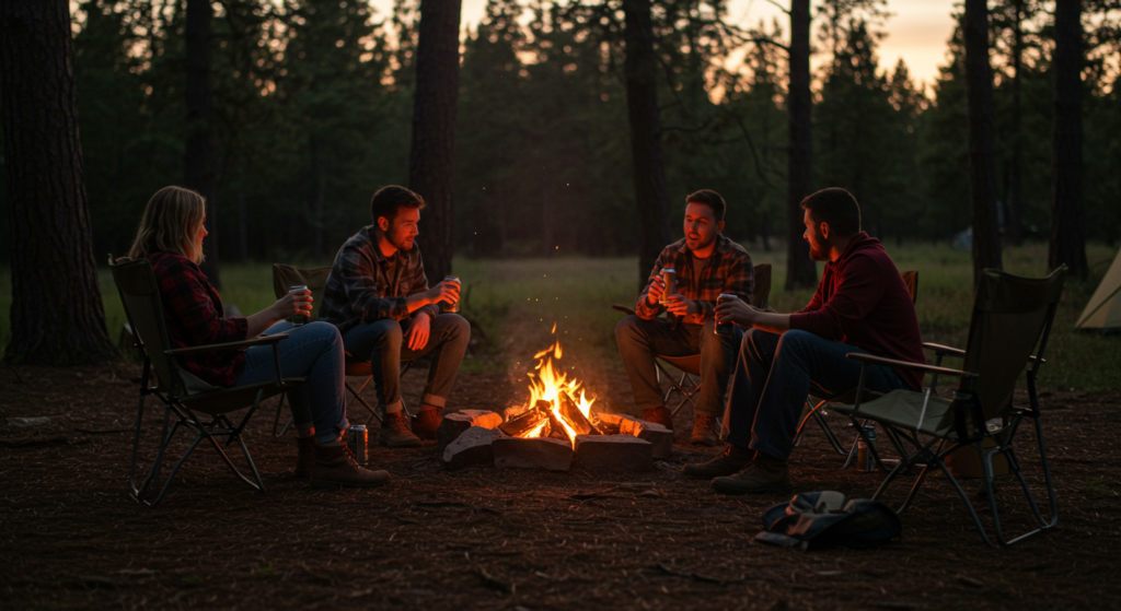 beers around a campfire - BUCKFISH