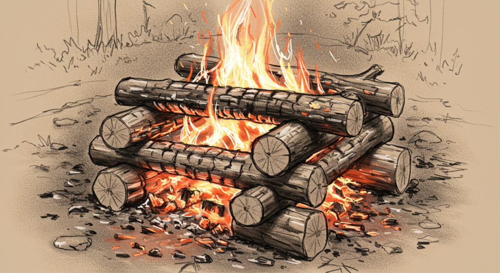 log cabin campfire - BUCKFISH