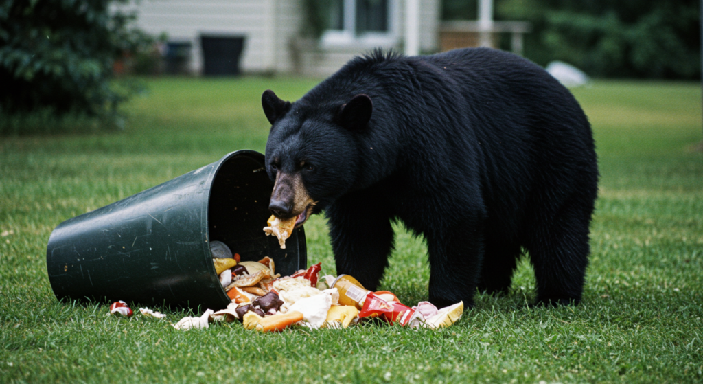 black bear eating garbage - BUCKFISH